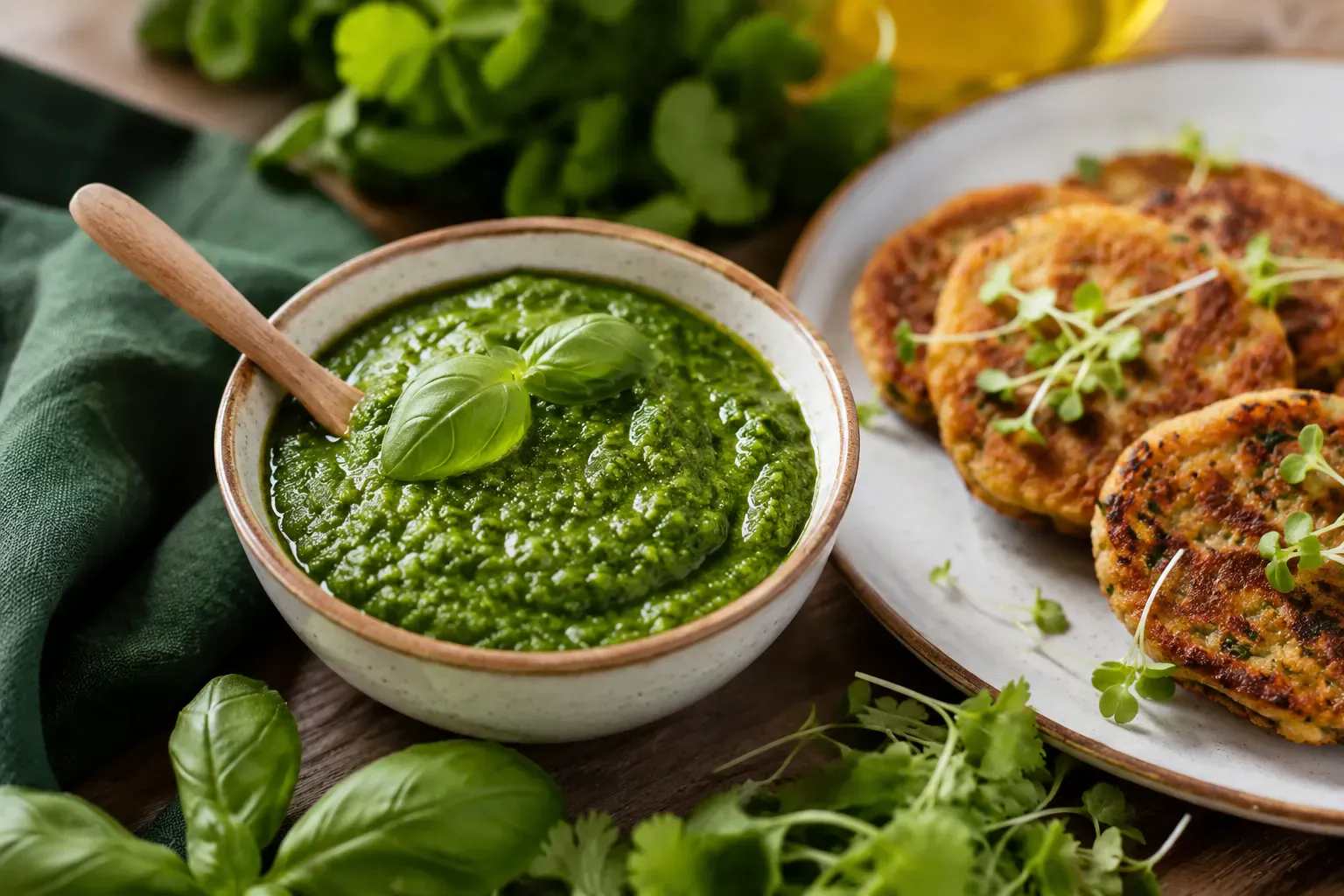 Delicious and refreshing chutney made with fresh coriander and basil.