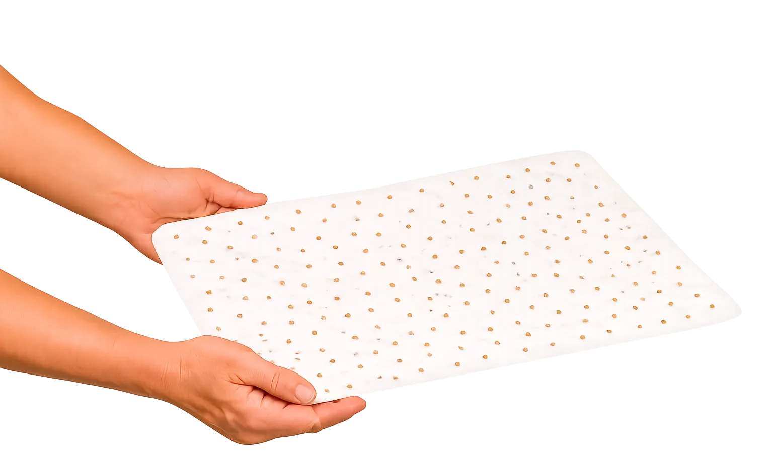 Hands holding a Home Harvest seed mat